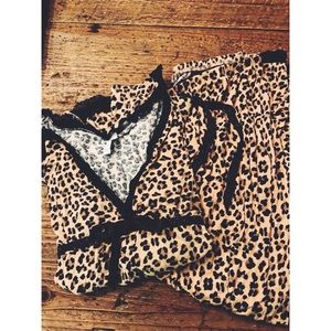 TART intimates cheetah pajama set top + pants